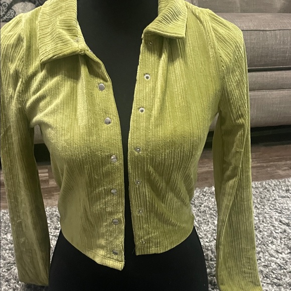 Lime Green Button-Up Ribbed Cardigan - Picture 4 of 6